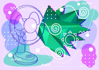 Illustration of the electric fan, ventilator with 3d elements, simple art for web and print design appealing for abstract and climate control  theme.