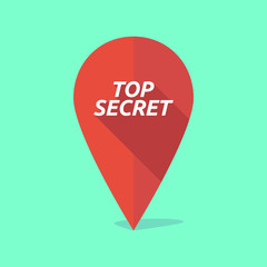 Long shadow map mark icon with    the text TOP SECRET