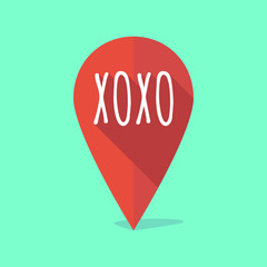 Long shadow map mark icon with    the text XOXO