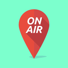 Long shadow map mark icon with    the text ON AIR