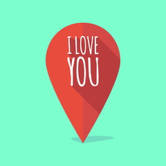 Long shadow map mark icon with    the text I LOVE YOU