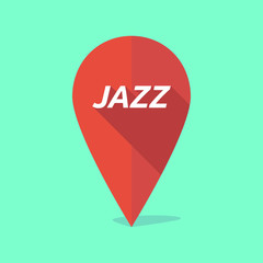 Long shadow map mark icon with    the text JAZZ