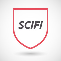 Isolated line art shield icon with    the text SCIFI