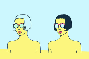 Mix Blonde and Brunette. Bob bob. Stylish Pop Art