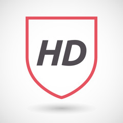 Isolated line art shield icon with    the text HD