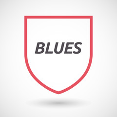 Isolated line art shield icon with    the text BLUES
