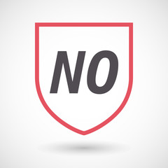 Isolated line art shield icon with    the text NO