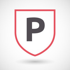 Isolated line art shield icon with    the letter P