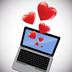laptop heart. Vector illustration