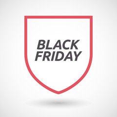 Isolated line art shield icon with    the text BLACK FRIDAY