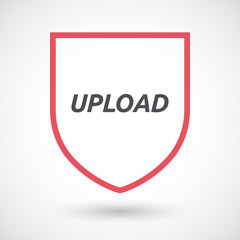 Isolated line art shield icon with    the text UPLOAD