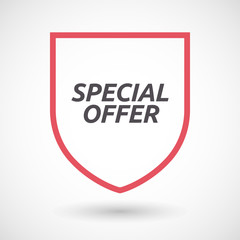 Isolated line art shield icon with    the text SPECIAL OFFER