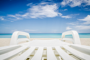 deckchair on a beach, seashore