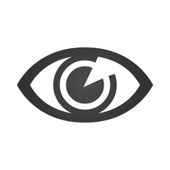 Eye icon. Simple flat logo of human eye on white background. Vector illustration.