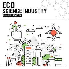 Fototapeta premium Modern eco science industry. Thin line icons set