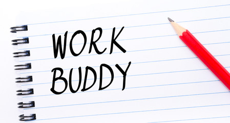 Work Buddy written on notebook page