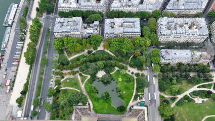 Champ de Mars seen from the top of Eiffel Tower, Paris