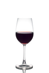 Red wine glass isolated white background