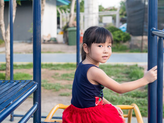 Fototapeta na wymiar asian baby child playing on playground