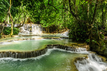turquoise pool at kuang si waterfall