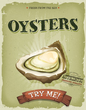 Grunge And Vintage Oyster Shell Poster
