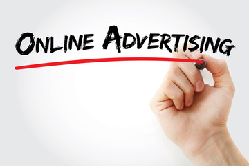 Hand writing Online Advertising with marker, concept background