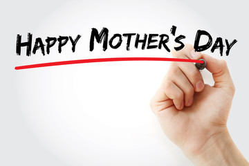 Hand writing Happy Mothers Day with marker, concept background