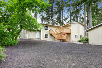 Countryside house with wooden walkout deck