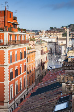 Old Rome, Italy. Via del Corso view from roof