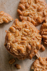 Salted peanut cookies made with sugar flour and crunchy peanuts