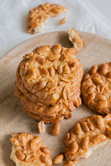 Salted peanut cookies made with sugar flour and crunchy peanuts