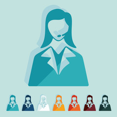 Flat design: telephone operator