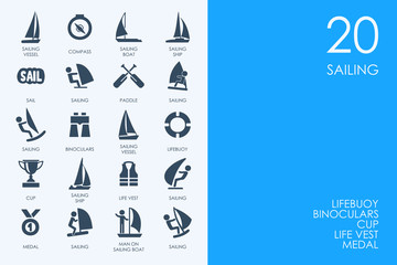 Set of BLUE HAMSTER Library sailing icons