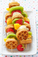 Fruit skewers on a dish