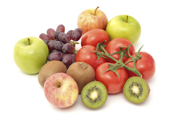 Fototapeta na wymiar Variety of fruit and tomatoes