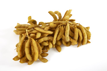 bunch of boiled soybean with shell