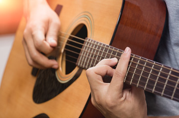 Fototapeta premium Guitar instrument. Musician or guitarist