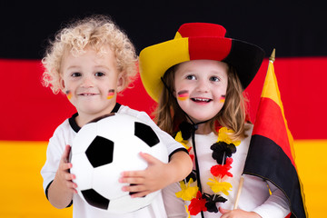 Happy kids, German football supporters