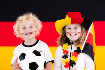 Happy kids, German football supporters