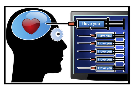 Social Media Addiction. Obsessive Person In Desperate Search Of Love In Social Networks