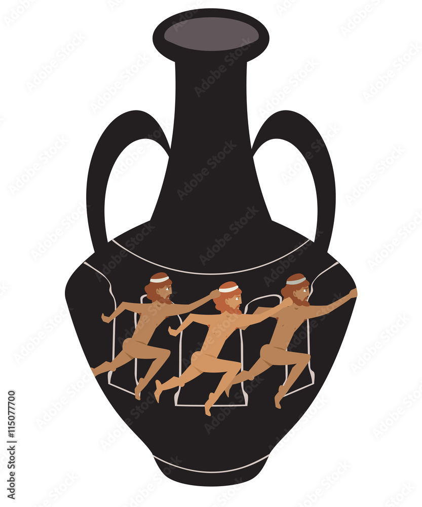 Wall mural ancient amphora with running athletes - Wall murals