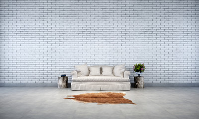 white brick living room