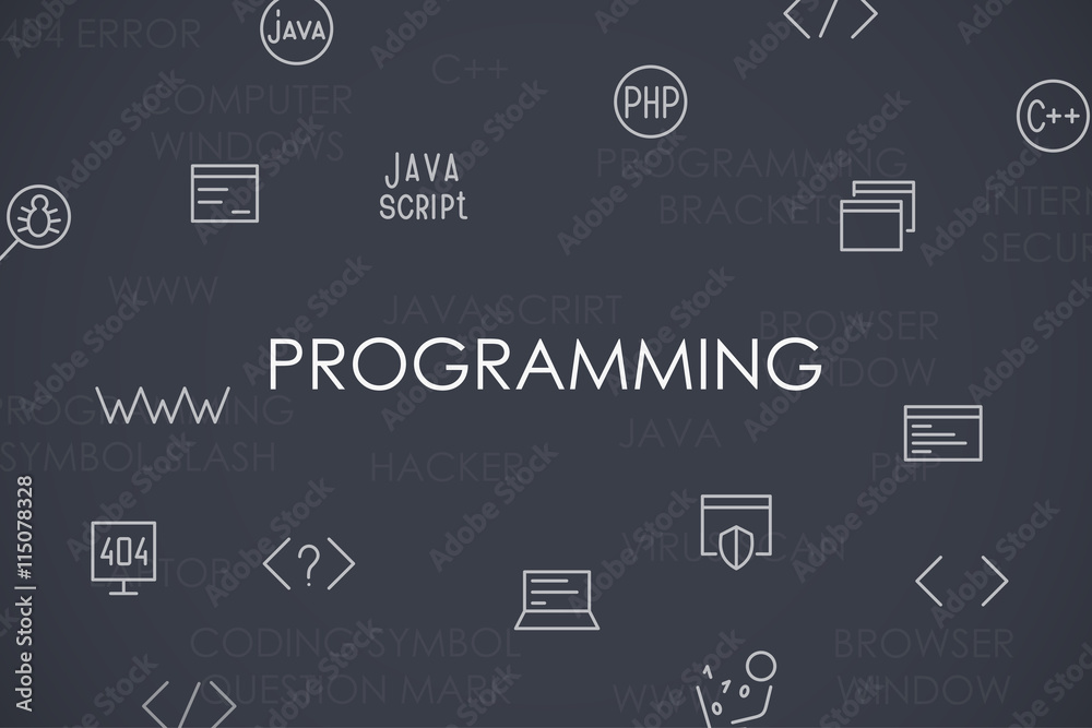 Poster programming thin line icons