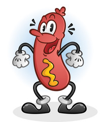 Vintage Hot Dog Cartoon Character