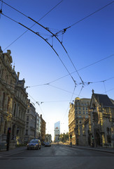 Fototapeta premium Sunrise at Place des Cordeliers, in the city center of Lyon, France