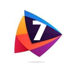 Number seven logo in triangle Play button icon.