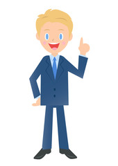 説明するビジネスマン　男性会社員のイラスト素材