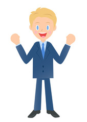 応援するビジネスマン　男性会社員のイラスト素材