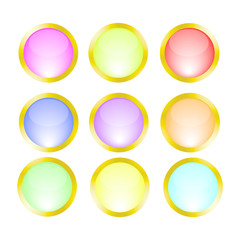 buttons icons gold frame