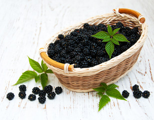 Basket with Blackberries
